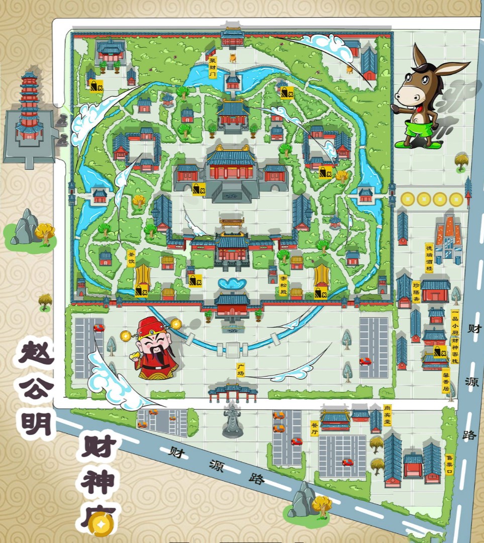 东昌府寺庙类手绘地图